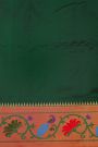 Narayanpet Silk Dark Green Saree With Paithani Border