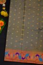 Narayanpet Silk Grey Saree With Paithani Pallu And Border