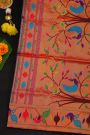 Narayanpet Silk Teal Blue Saree With Paithani Border