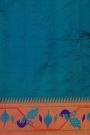 Narayanpet Silk Teal Blue Saree With Paithani Border