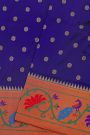 Narayanpet Silk Royal Blue Saree With Florals And Peacocks Paithani Border