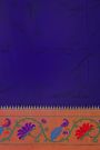 Narayanpet Silk Royal Blue Saree With Florals And Peacocks Paithani Border