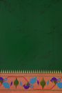 Narayanpet Silk Bottle Green Saree With Paithani Peacocks Border