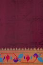 Narayanpet Silk Burgundy Saree With Paithani Pallu And Border