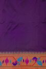 Narayanpet Silk Dark Purple Saree With Florals And Peacocks Paithani Border