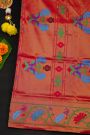 Narayanpet Silk Rani Pink Saree Florals And Peacocks In Paithani Border