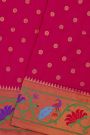 Narayanpet Silk Rani Pink Saree Florals And Peacocks In Paithani Border
