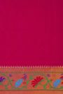Narayanpet Silk Rani Pink Saree Florals And Peacocks In Paithani Border