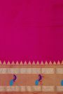 Narayanpet Silk Rani Pink Saree With Peacocks And Temple Border