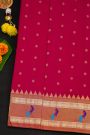 Narayanpet Silk Rani Pink Saree With Contrast Peacock Motifs Border