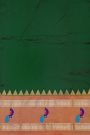 Narayanpet Silk Bottle Green Saree With Florals And Peacocks In Paithani Pallu