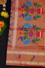Narayanpet Silk Sea Green Saree With Contrast Peacock Motifs Border