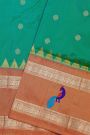 Narayanpet Silk Sea Green Saree With Contrast Peacock Motifs Border