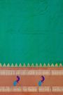 Narayanpet Silk Sea Green Saree With Contrast Peacock Motifs Border
