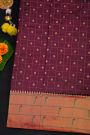 Narayanpet Silk Dark Wine Saree With Muniya Buttis Border
