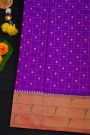 Narayanpet Silk Dark Purple Saree With Muniya Buttis Border