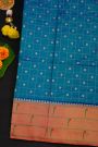 Narayanpet Silk Teal Blue Saree With Muniya Buttis Border