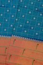 Narayanpet Silk Teal Blue Saree With Muniya Buttis Border
