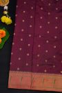 Narayanpet Silk Dark Wine Saree With Muniya Buttis Border