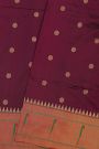 Narayanpet Silk Dark Wine Saree With Muniya Buttis Border