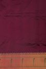 Narayanpet Silk Dark Wine Saree With Muniya Buttis Border