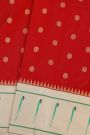 Narayanpet Silk Red Saree With Muniya Buttis Border