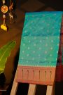 Narayanpet Silk Sea Green Saree With Muniya Buttis Border