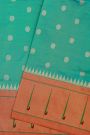 Narayanpet Silk Sea Green Saree With Muniya Buttis Border