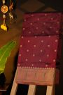 Narayanpet Silk Dark Maroon Saree With Muniya Buttis Border