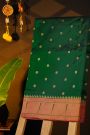 Narayanpet Silk Bottle Green Saree With Muniya Buttis Border