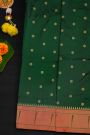 Narayanpet Silk Bottle Green Saree With Muniya Buttis Border