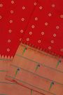 Narayanpet Silk Red Saree With Muniya Buttis Border
