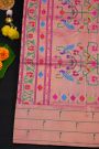 Narayanpet Silk Violet Saree With Muniya Buttis Border