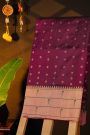 Narayanpet Silk Dark Wine Saree With Muniya Buttis Border