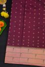 Narayanpet Silk Dark Wine Saree With Muniya Buttis Border
