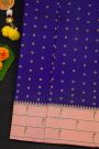 Narayanpet Silk Navy Blue Saree With Muniya Buttis Border