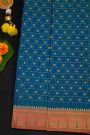 Narayanpet Silk Teal Blue Saree With Muniya Buttis Border