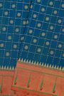 Narayanpet Silk Teal Blue Saree With Muniya Buttis Border