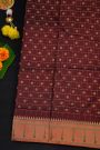 Narayanpet Silk Brick Brown Saree With Muniya Buttis Border