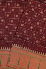 Narayanpet Silk Brick Brown Saree With Muniya Buttis Border