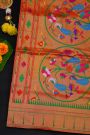 Narayanpet Silk Orange Saree With Muniya Buttis Border