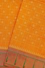 Narayanpet Silk Orange Saree With Muniya Buttis Border