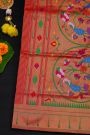 Narayanpet Silk Pink Saree With Muniya Buttis Border