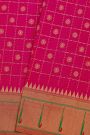 Narayanpet Silk Pink Saree With Muniya Buttis Border