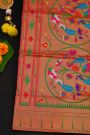 Narayanpet Silk Teal Blue Saree With Muniya Buttis Border