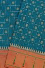 Narayanpet Silk Teal Blue Saree With Muniya Buttis Border