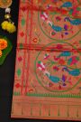 Narayanpet Silk Teal Blue Saree With Muniya Buttis Border