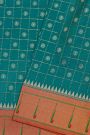Narayanpet Silk Teal Blue Saree With Muniya Buttis Border