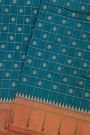 Narayanpet Silk Teal Blue Saree With Muniya Buttis Border