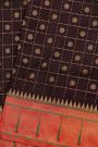 Narayanpet Silk Dark Wine Saree With Muniya Buttis Border
